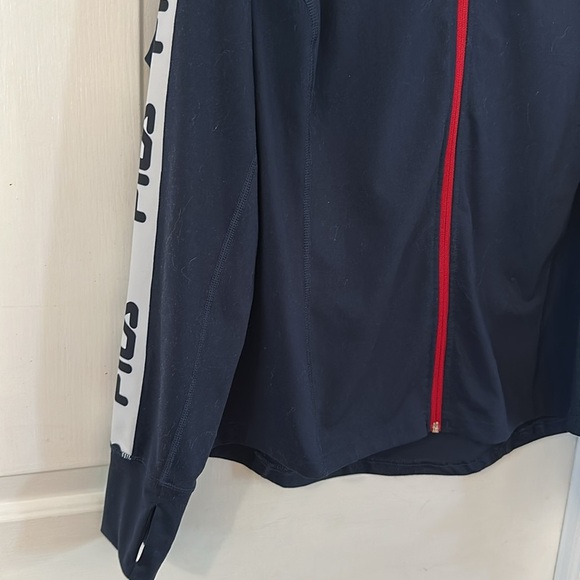 Women’s FILA SPORT Navy Blue Full Zip Red and White Trim Workout Jacket Size XL - Picture 4 of 7